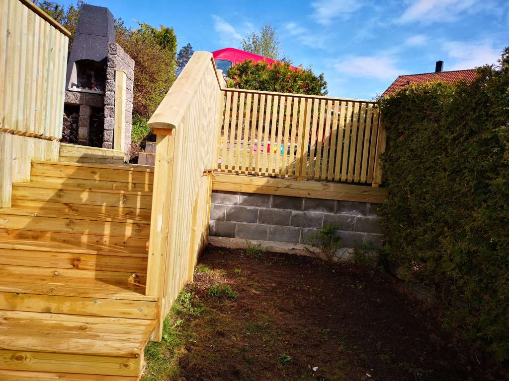Image of a terrace, stairs and protective walls
