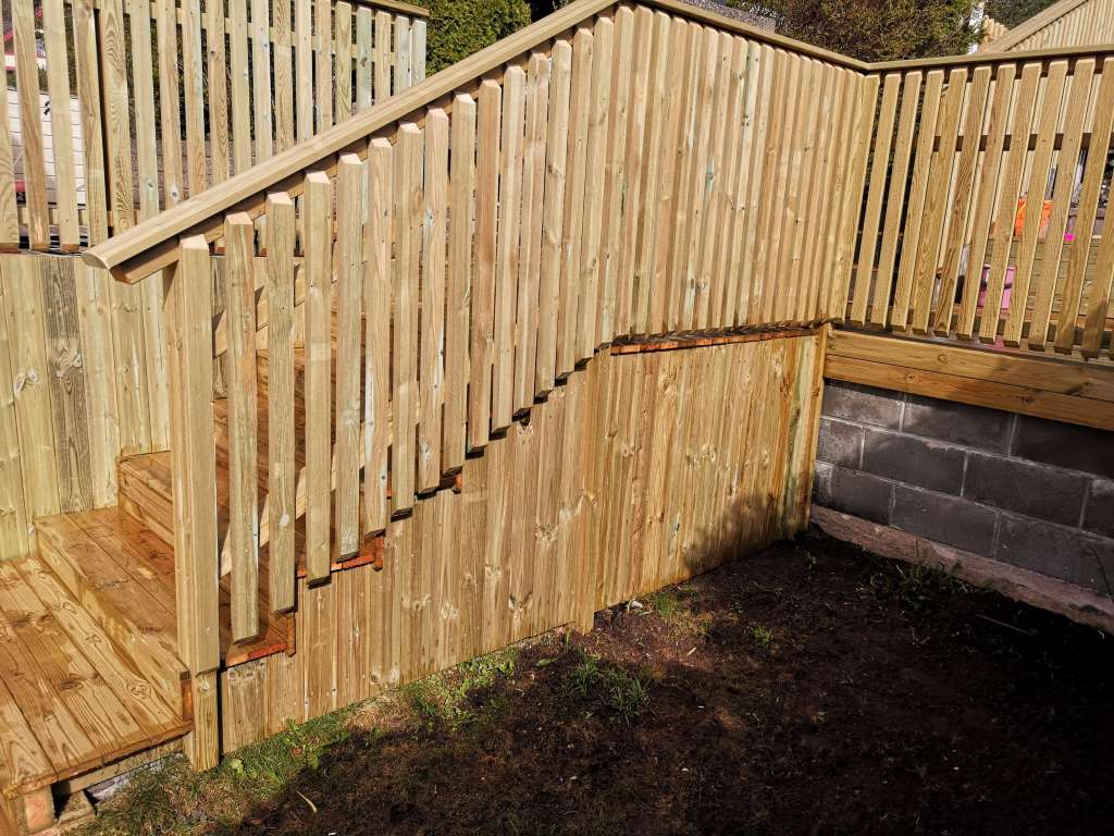 Image of a terrace, stairs and protective walls