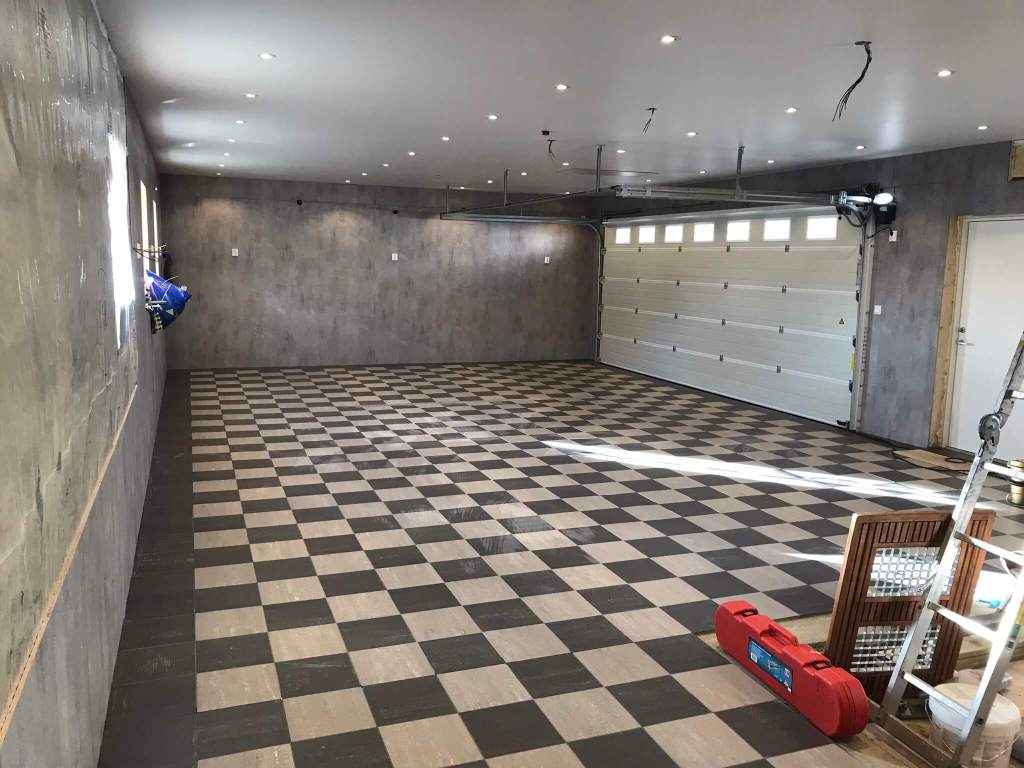 Image of Tile installation in the garage