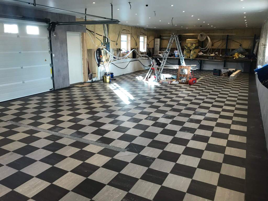 Image of Tile installation in the garage