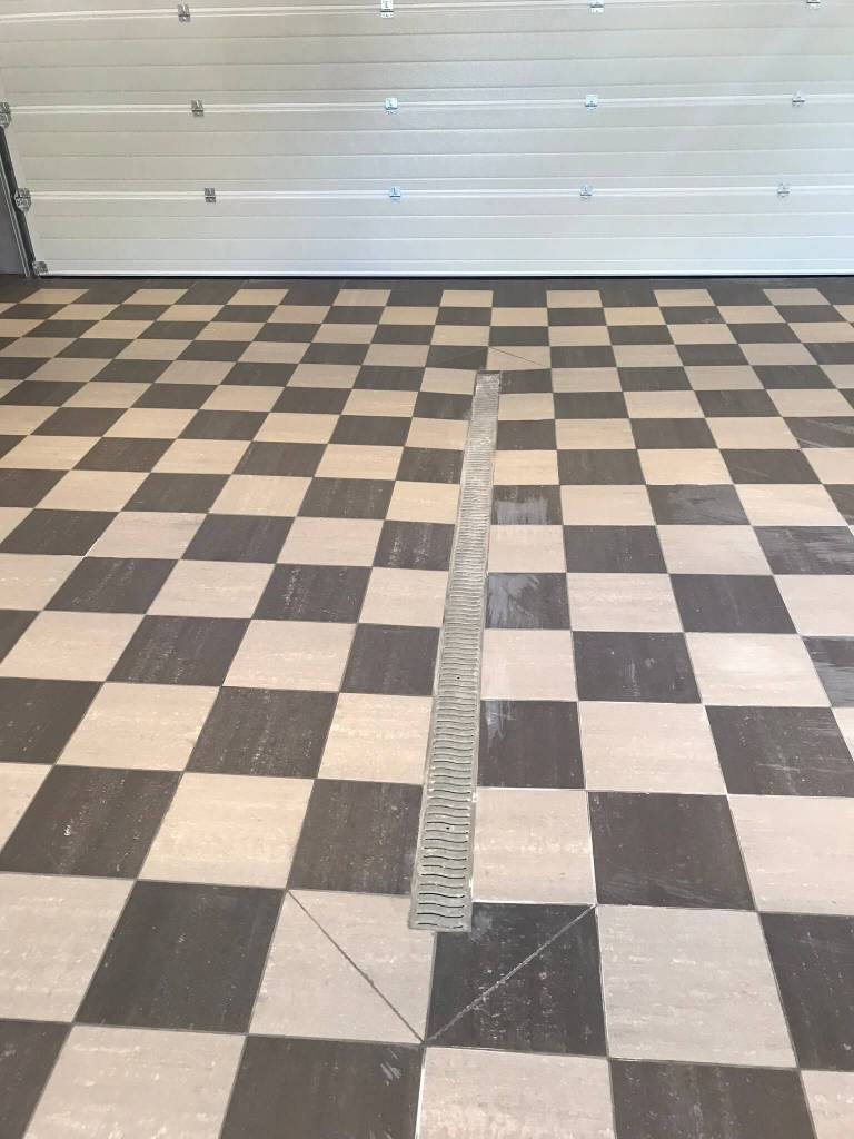 Image of Tile installation in the garage