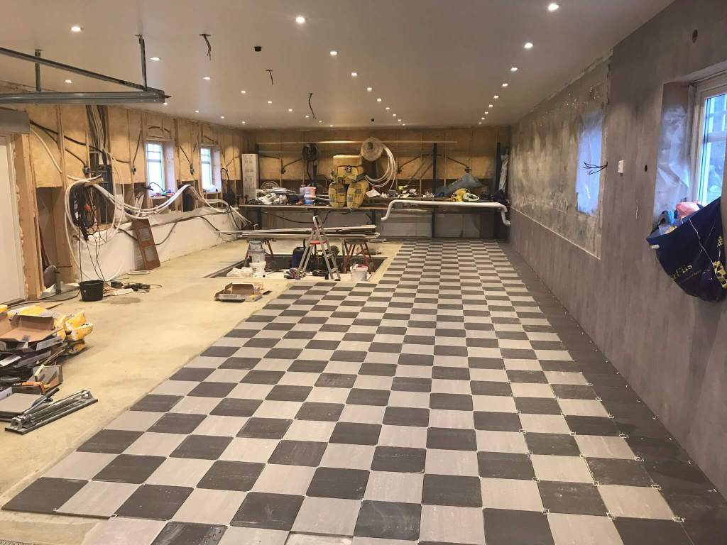 Image of Tile installation in the garage